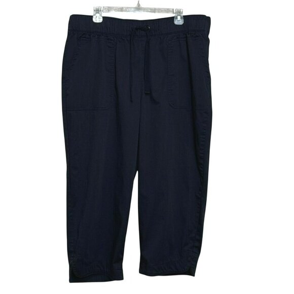 Lane Bryant Pants - Lane Bryant Womens Crop Pants Size 18 Black Drawstring Relaxed Elastic Waist